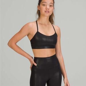 Lululemon Flow Y Nulu Bra Shine Radiate Foil Black Print Size 6 LW2DCQS